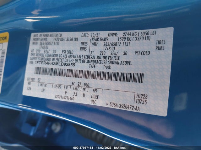 Ford Ranger Xlt 2021 1FTER4FH2MLD92855 Image 9