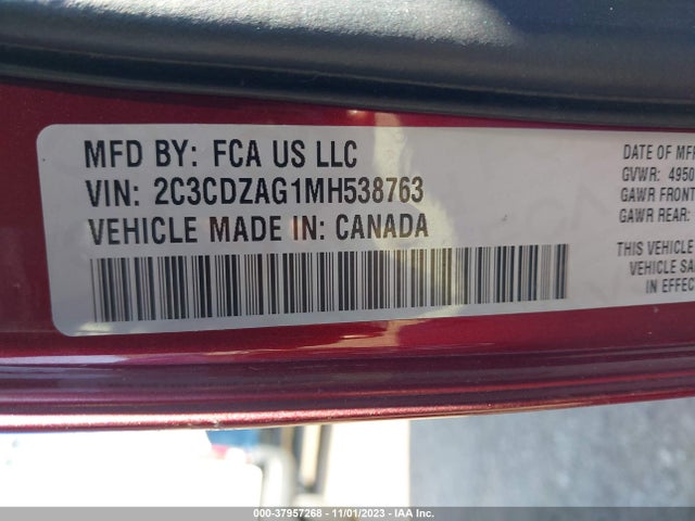 Dodge Challenger Sxt 2021 2C3CDZAG1MH538763 Image 9