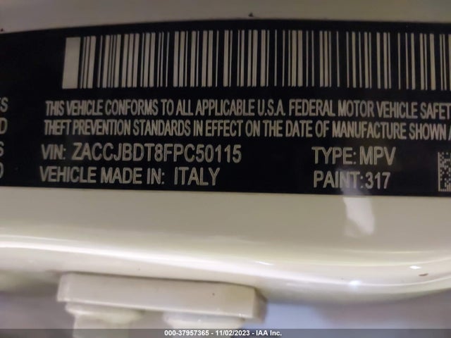 2015 JEEP RENEGADE LIMITED VIN: ZACCJBDT8FPC50115
