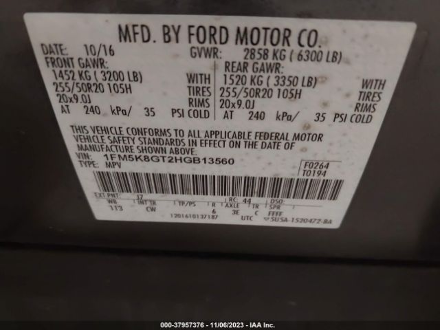 1FM5K8GT2HGB13560 Ford EXPLORER SPORT