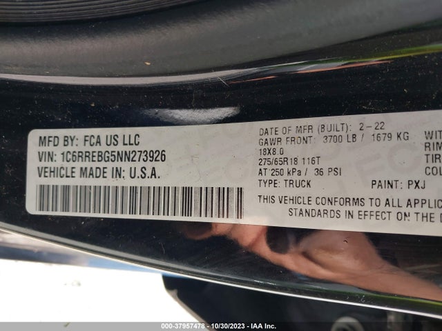 1C6RREBG5NN273926 RAM 1500 Big Horn/lone Star