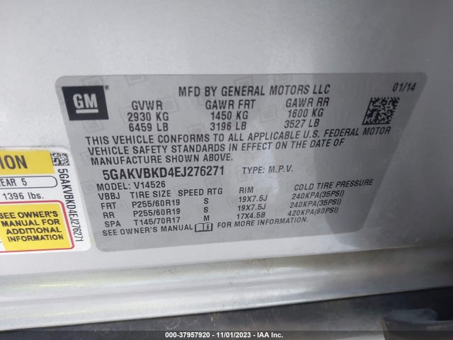 Buick Enclave Leather 2014 5GAKVBKD4EJ276271 Image 9