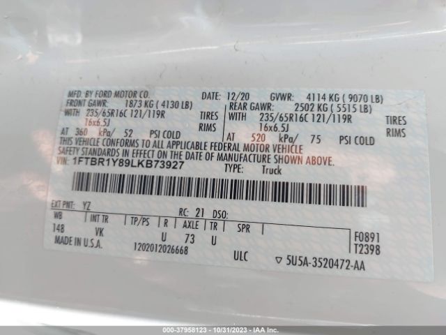1FTBR1Y89LKB73927 Ford Transit-250 Cargo Van