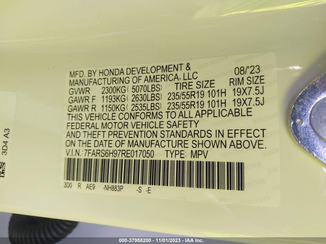 2024 HONDA CR-V HYBRID SPORT TOURING VIN: 7FARS6H97RE017050