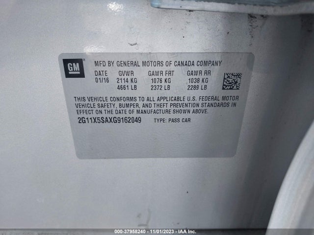 Chevrolet Impala 1fl 2016 2G11X5SAXG9162049 Image 9