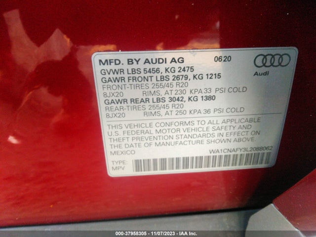 WA1CNAFY3L2088062 Audi Q5 Prestige