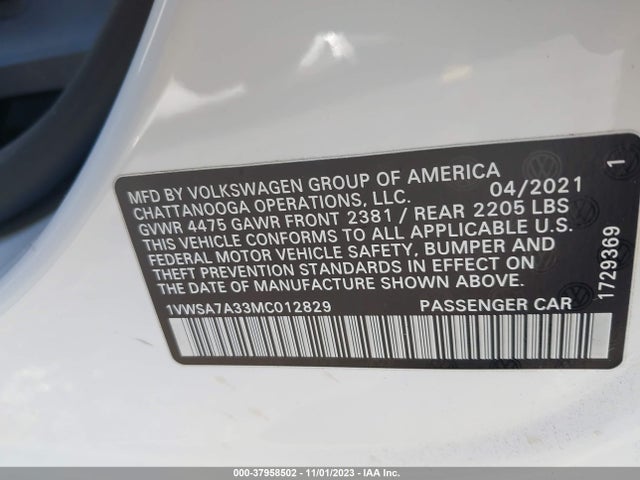 1VWSA7A33MC012829 Volkswagen Passat 2.0t Se