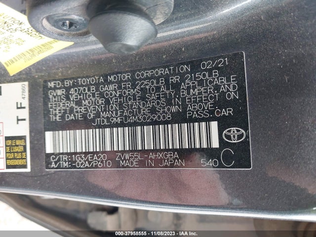 2021 TOYOTA PRIUS XLE AWD-E VIN: JTDL9MFU4M3029008