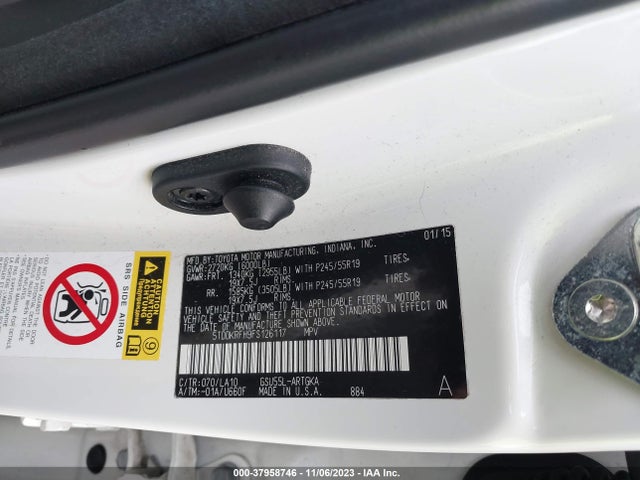 2015 TOYOTA HIGHLANDER LIMITED V6 VIN: 5TDDKRFH9FS126117