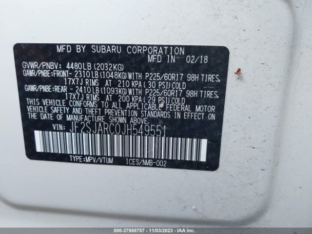 JF2SJARC0JH549551 Subaru Forester Limited