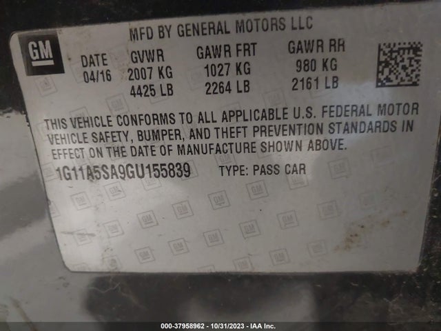 Chevrolet Malibu Limited Ls 2016 1G11A5SA9GU155839 Image 9