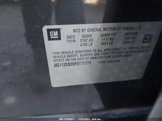 Chevrolet Impala 2lt 2015 2G1125S35F9171773 Image 9