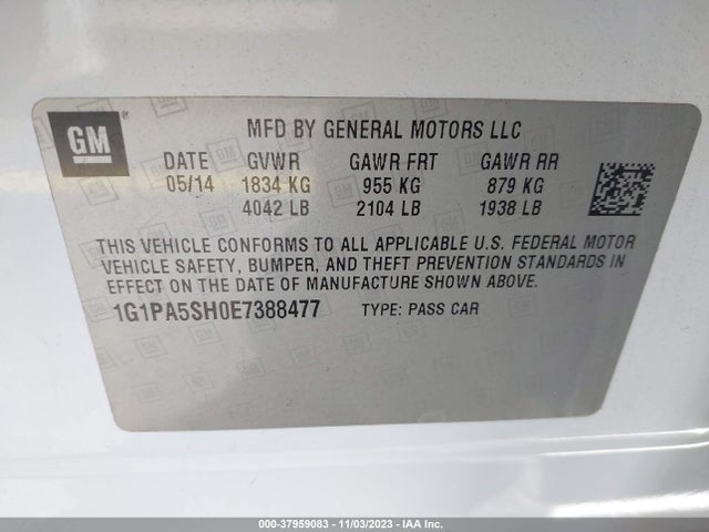 Chevrolet Cruze Ls Auto 2014 1G1PA5SH0E7388477 Image 9