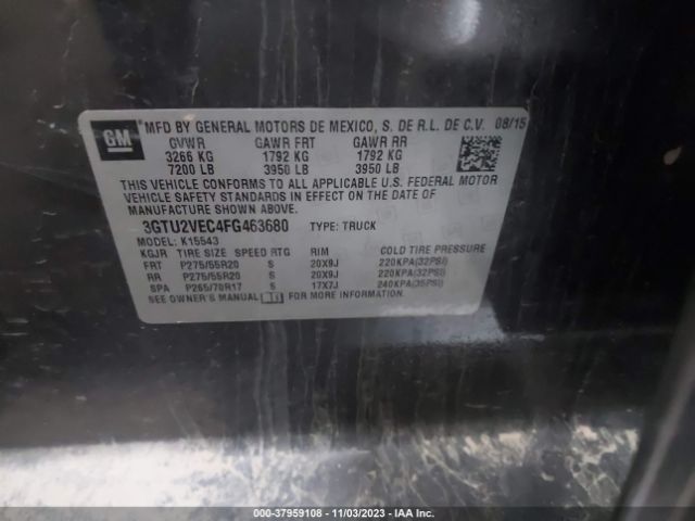 3GTU2VEC4FG463680 GMC Sierra 1500 Slt