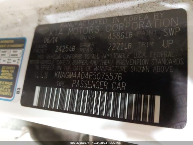 KNAGM4AD4E5075576 KIA Optima Hybrid Lx