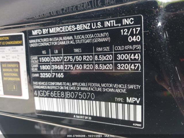 4JGDF6EE8JB075070 Mercedes-Benz Gls 450