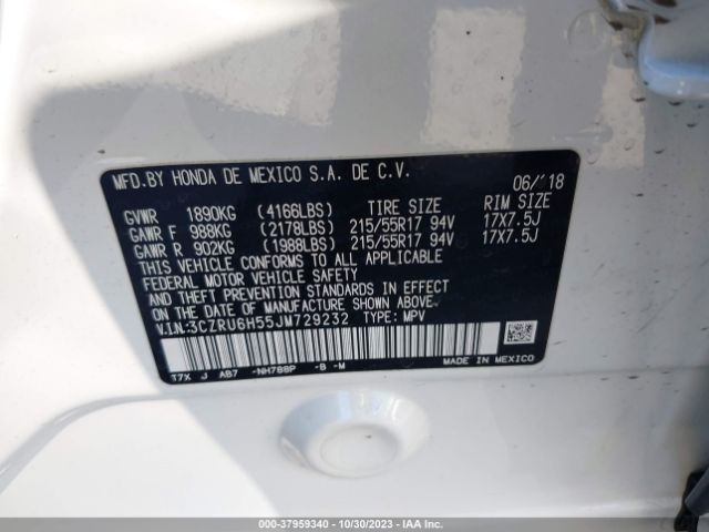 3CZRU6H55JM729232 Honda HR-V EX