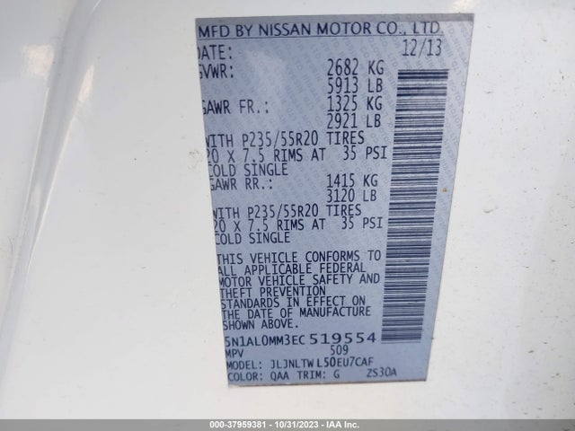5N1AL0MM3EC519554 Infiniti QX60