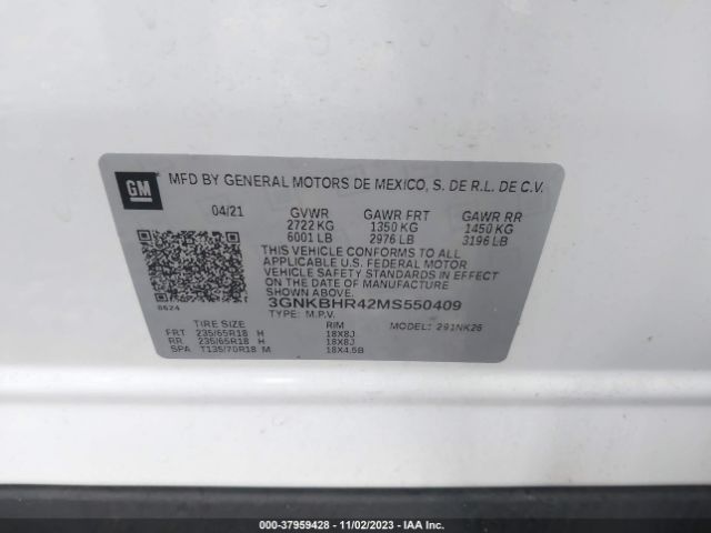 3GNKBHR42MS550409 Chevrolet Blazer Lt