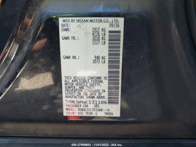 2017 NISSAN ALTIMA 2.5 SV VIN: 1N4AL3APXHC131106