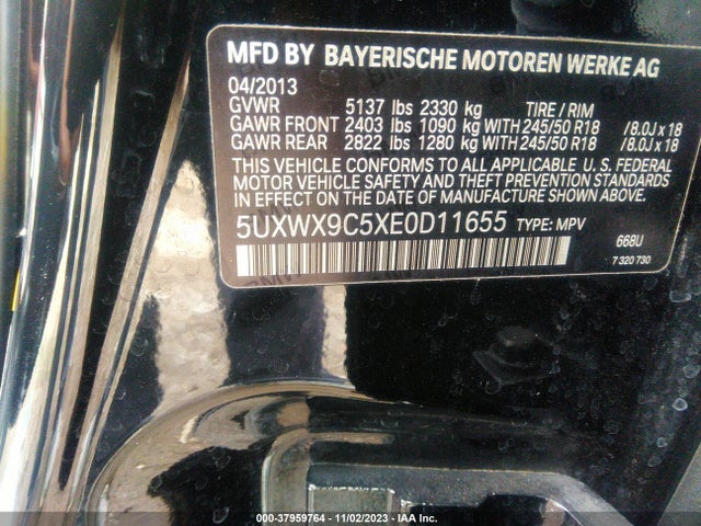 BMW X3 Xdrive28i 2014 5UXWX9C5XE0D11655 Image 9