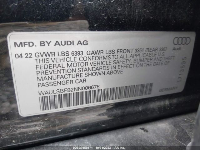 2022 AUDI S8 WAULSBF82NN006678 Photo 8