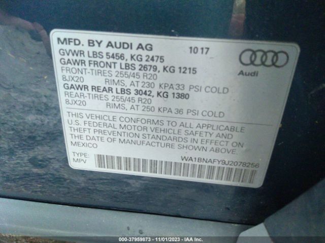 WA1BNAFY9J2078256 Audi Q5 Premium Plus