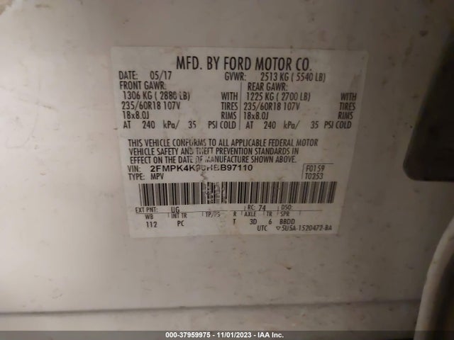 Ford Edge Titanium 2017 2FMPK4K90HBB97110 Image 9