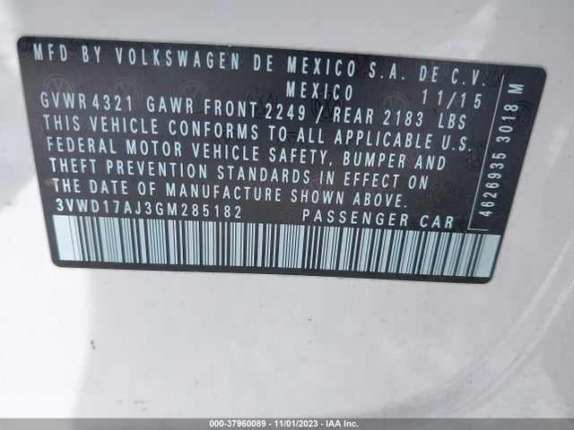 3VWD17AJ3GM285182 Volkswagen Jetta Sedan 1.8t Sport