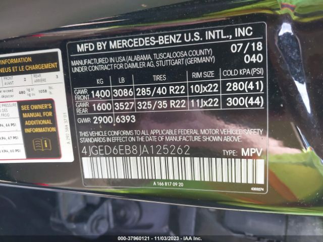 4JGED6EB8JA125262 Mercedes-Benz Gle Amg Gle 43