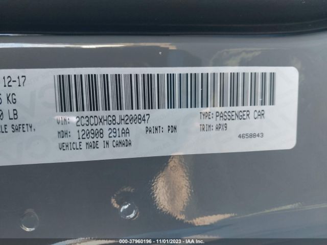 2C3CDXHG8JH200847 Dodge Charger Sxt Plus Rwd