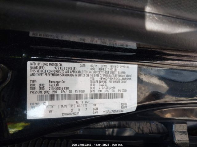 2016 FORD FOCUS 1FADP3KE9GL388996 Photo 8
