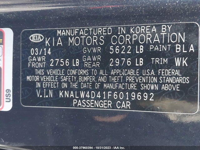 2015 KIA K900 LUXURY VIN: KNALW4D41F6019692