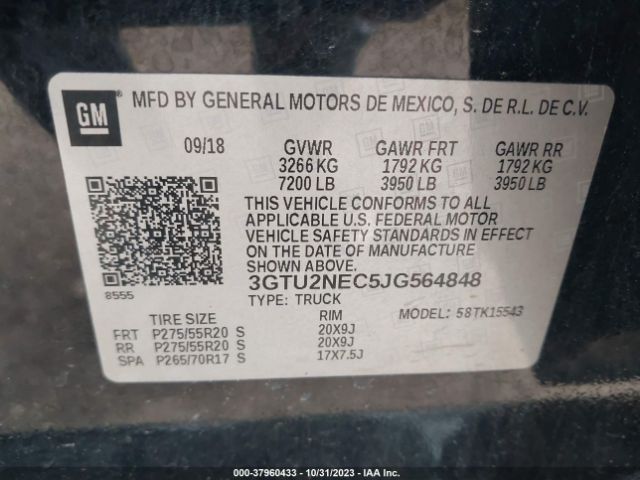 3GTU2NEC5JG564848 GMC Sierra 1500 Slt