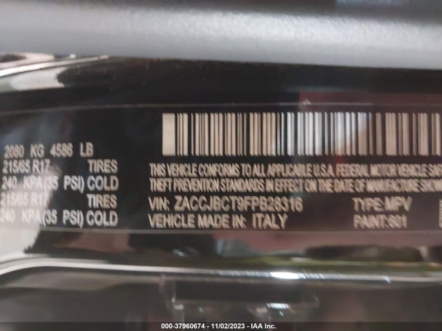 Продажа на аукционе авто 2015 Jeep Renegade Trailhawk, vin: ZACCJBCT9FPB28316, номер лота: 37960674