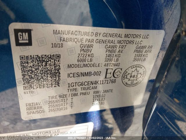 1GTG6CEN4K1171768 GMC CANYON SLE