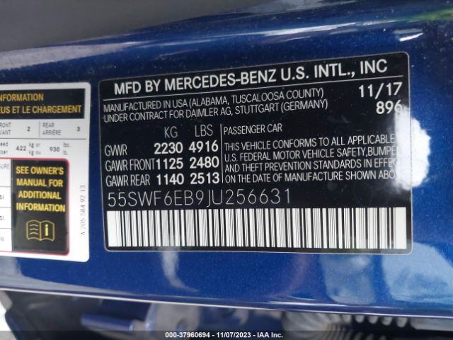 55SWF6EB9JU256631 Mercedes-Benz Amg C 43 4matic