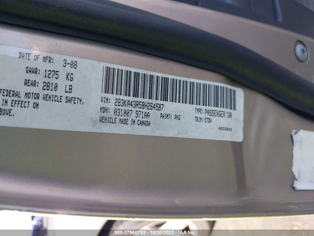 2008 DODGE CHARGER VIN: 2B3KA43R58H264587