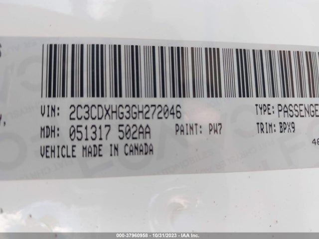 Dodge Charger Sxt 2016 2C3CDXHG3GH272046 Image 9