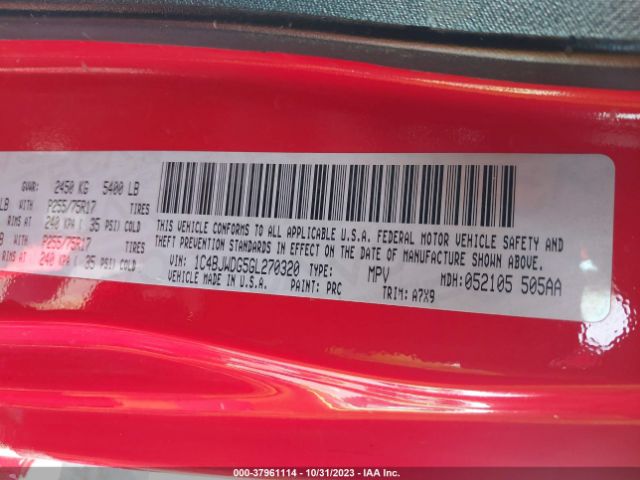 1C4BJWDG5GL270320 Jeep Wrangler Unlimited Sport