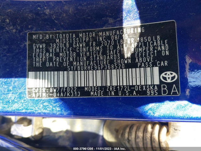 Toyota Corolla S Plus 2016 5YFBURHE9GP368520 Image 9
