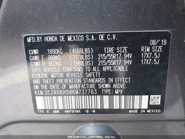 Honda HR-V EX 2019 3CZRU6H58KM737763 Image 9