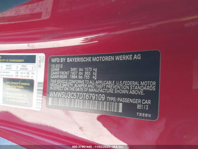 2013 MINI HARDTOP WMWSU3C57DT679109 Photo 8