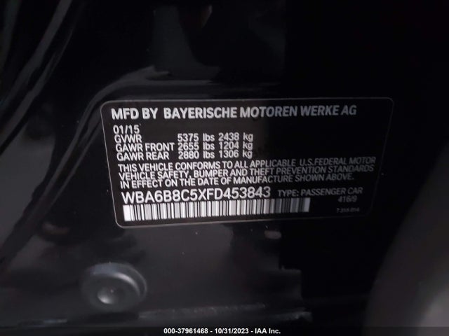 BMW 640i Gran Coupe Xdrive 2015 WBA6B8C5XFD453843 Image 9