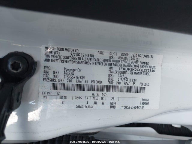 Ford FOCUS SE 2016 1FADP3K2XGL273846 Image 9