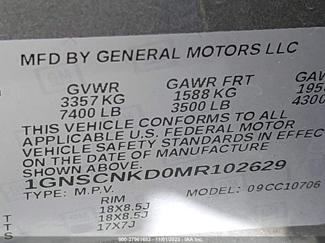 Chevrolet Tahoe 2wd Lt 2021 1GNSCNKD0MR102629 Image 9