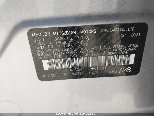 ML32AUHJ6MH013680 Mitsubishi Mirage Carbonite Edition/es/le
