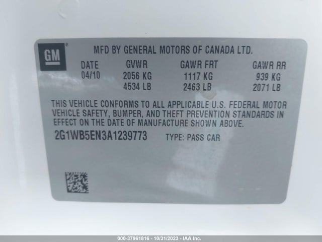 2010 CHEVROLET IMPALA LT VIN: 2G1WB5EN3A1239773