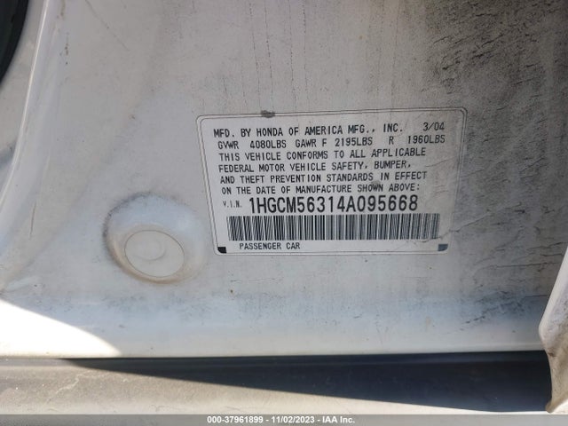 2004 HONDA ACCORD 2.4 LX VIN: 1HGCM56314A095668