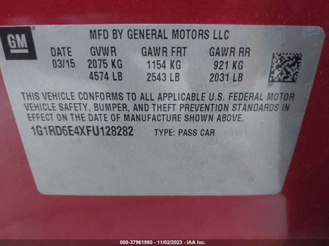 Chevrolet Volt 2015 1G1RD6E4XFU128282 Image 9